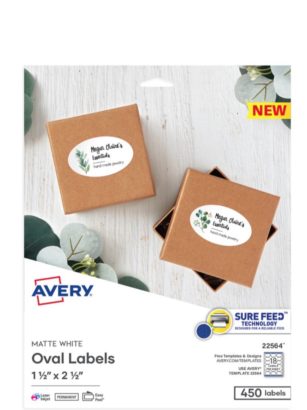 Avery Blank Oval Labels 1.5" x 2.5" Matte White 450 Sealed Pack